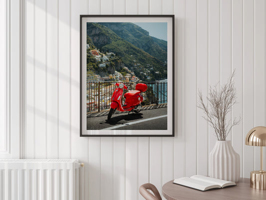 Red Vespa Amalfi Coast - Positano - Wall Art