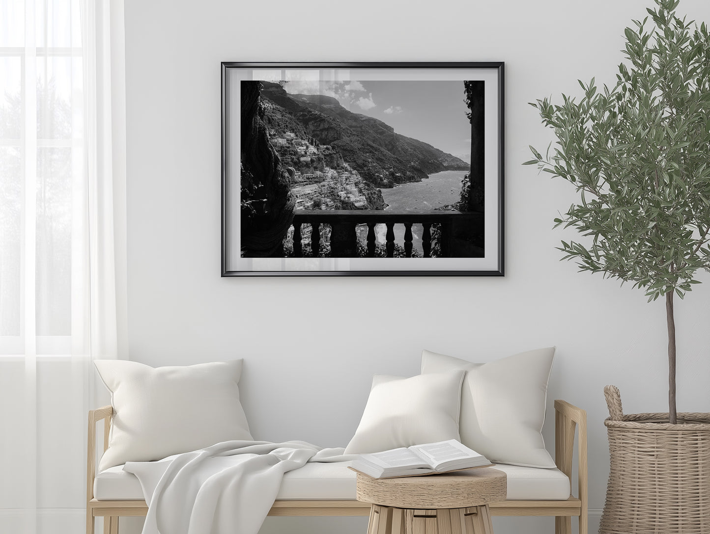Italian Villa Balcony - Positano B&W - Wall Art