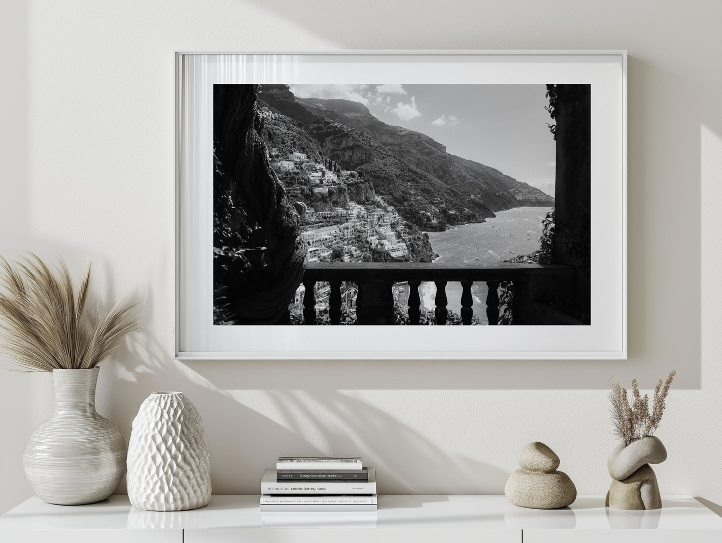 Italian Villa Balcony - Positano B&W - Wall Art
