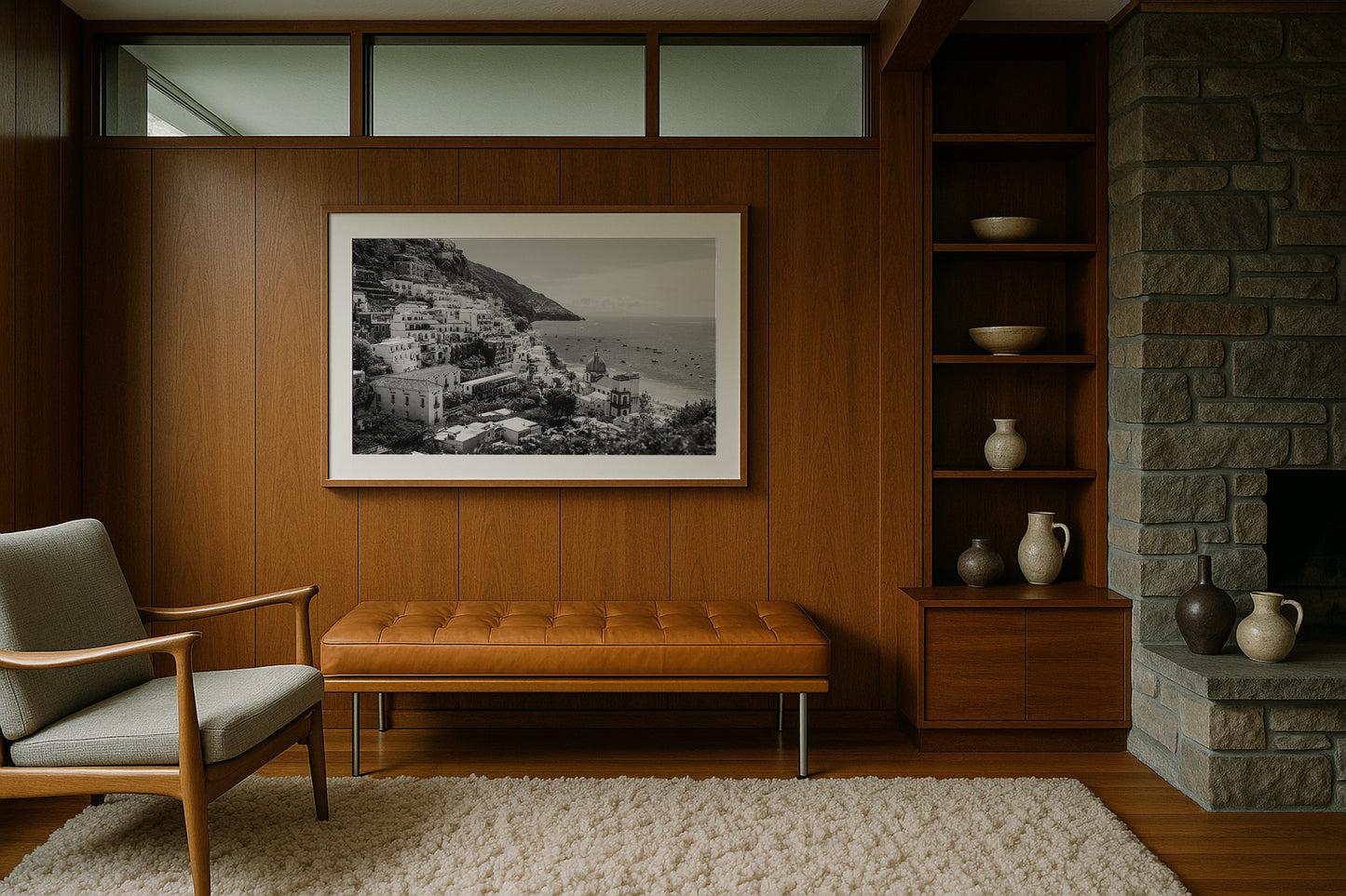 Sunny Amalfi Coast Morning II B&W - Positano - Wall Art