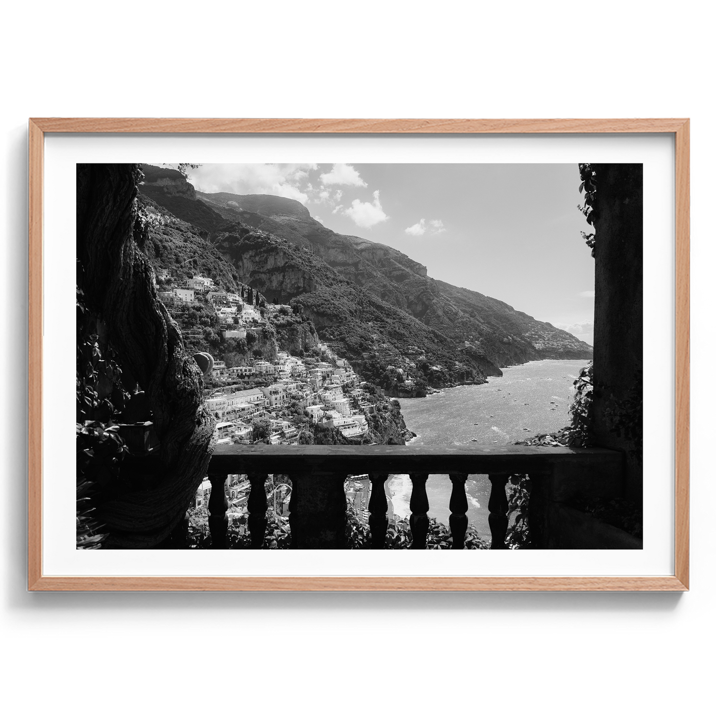 Italian Villa Balcony - Positano B&W - Wall Art