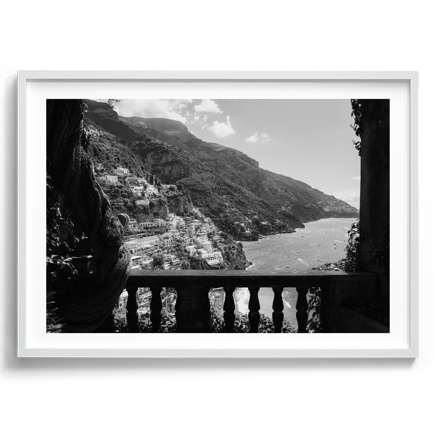 Italian Villa Balcony - Positano B&W - Wall Art