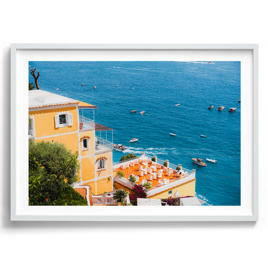Italy Vacation in Positano artwork presented in a white frame