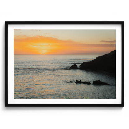 Last Light at Diamond Bay artwork presented in a black frame