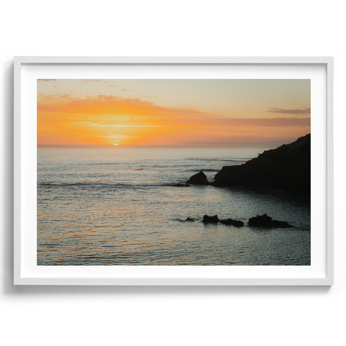 Last Light at Diamond Bay artwork presented in a white frame