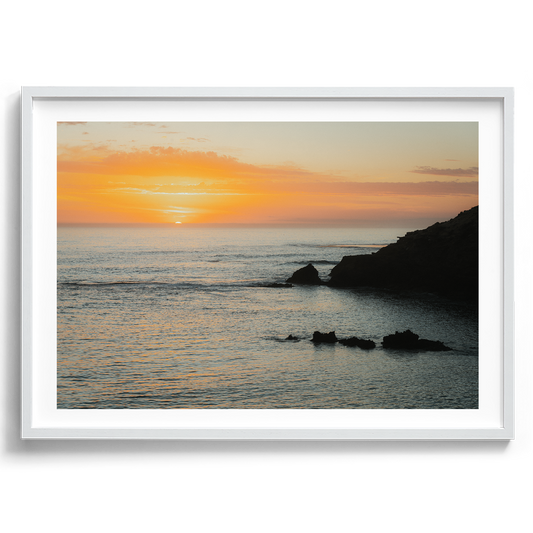 Last Light at Diamond Bay artwork presented in a white frame