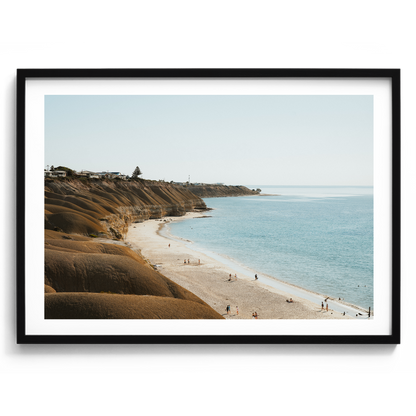 Port Willunga Beach Golden Afternoon artwork presented in a black frame
