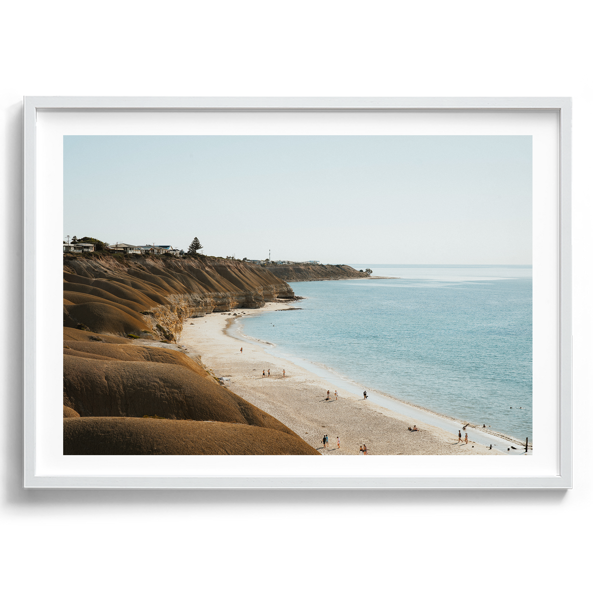 Port Willunga Beach Golden Afternoon artwork presented in a white frame