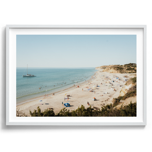 Port Willunga Beach Summer Day artwork presented in a white frame