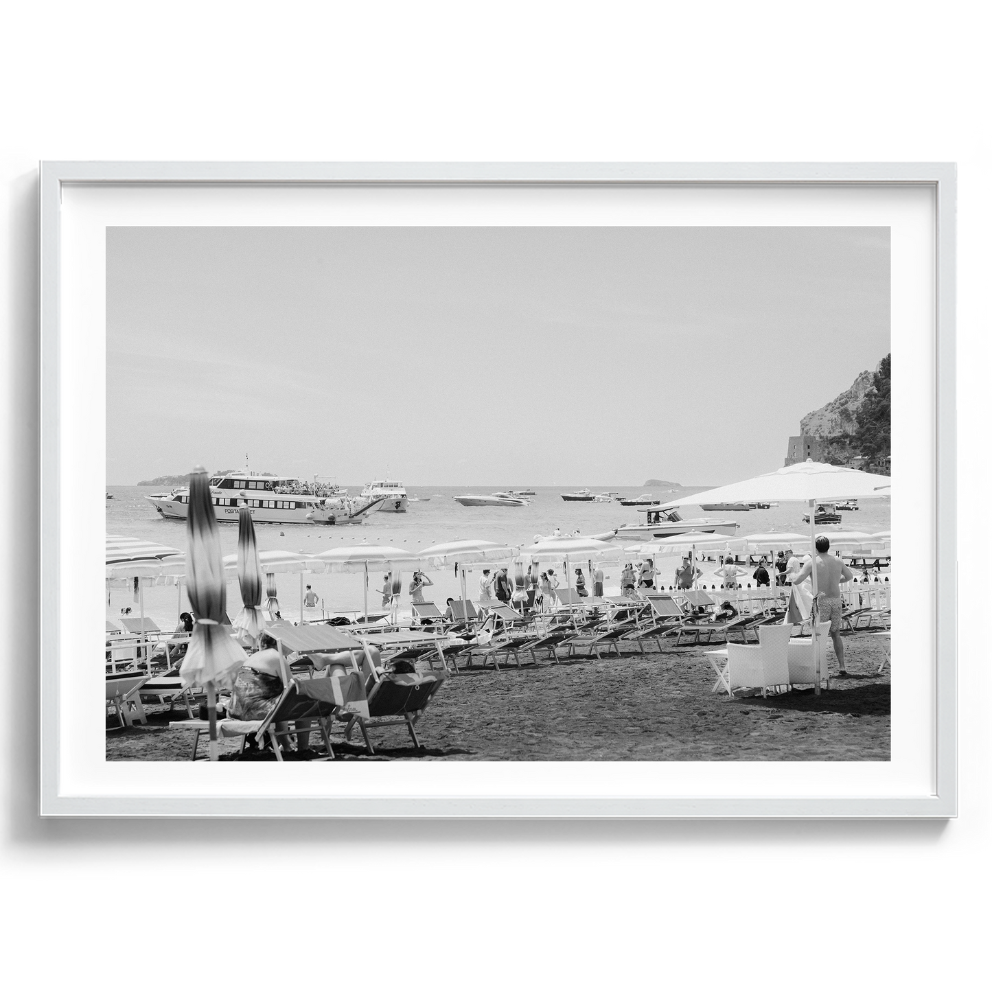 Positano Beach Umbrellas - Positano B&W - Wall Art