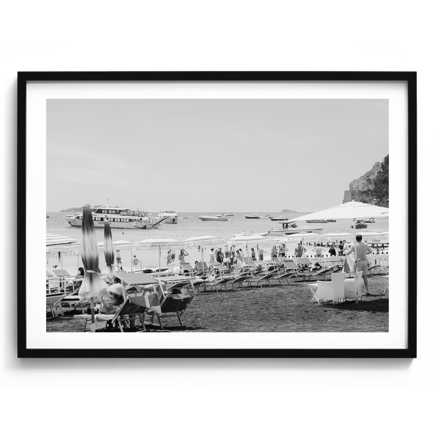 Positano Beach Umbrellas - Positano B&W - Wall Art