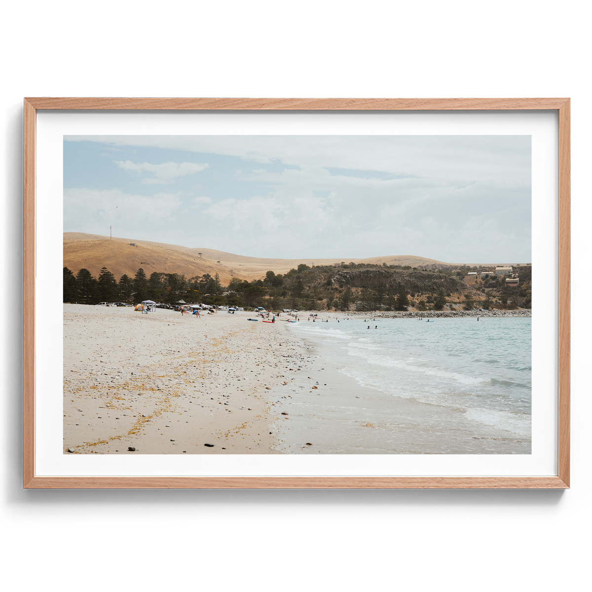 Rapid Bay Beach artwork presented in an oak frame