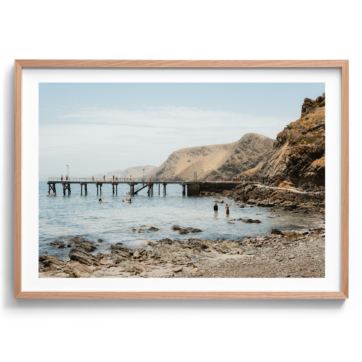 Rapid Bay Pier artwork presented in an oak frame