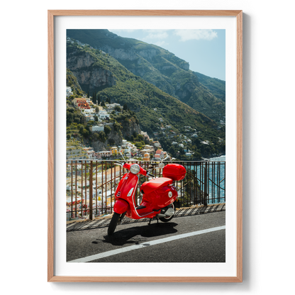 Red Vespa Amalfi Coast - Positano - Wall Art