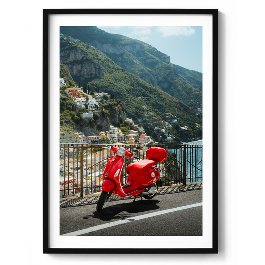 Red Vespa Amalfi Coast - Positano - Wall Art