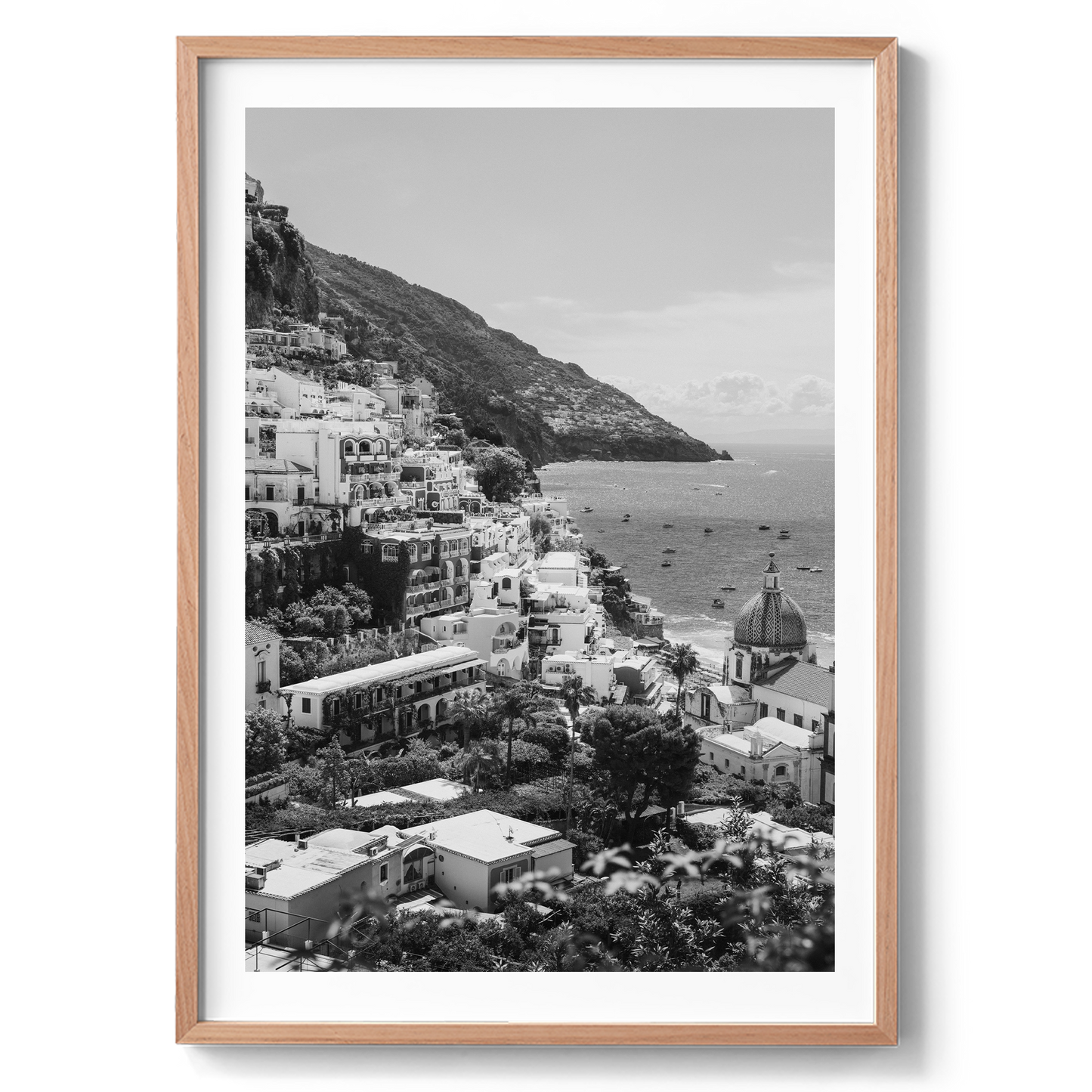 Sunny Amalfi Coast Morning - Positano B&W - Wall Art