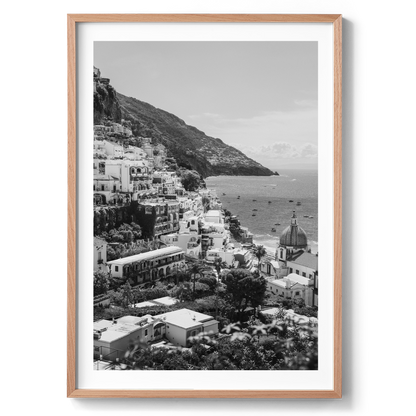 Sunny Amalfi Coast Morning - Positano B&W - Wall Art