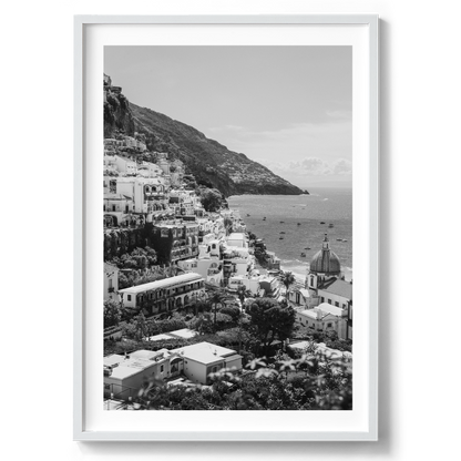Sunny Amalfi Coast Morning - Positano B&W - Wall Art