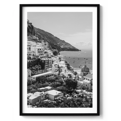 Sunny Amalfi Coast Morning - Positano B&W - Wall Art