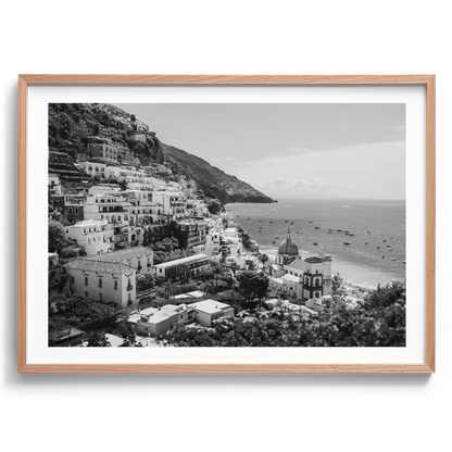 Sunny Amalfi Coast Morning II B&W - Positano - Wall Art