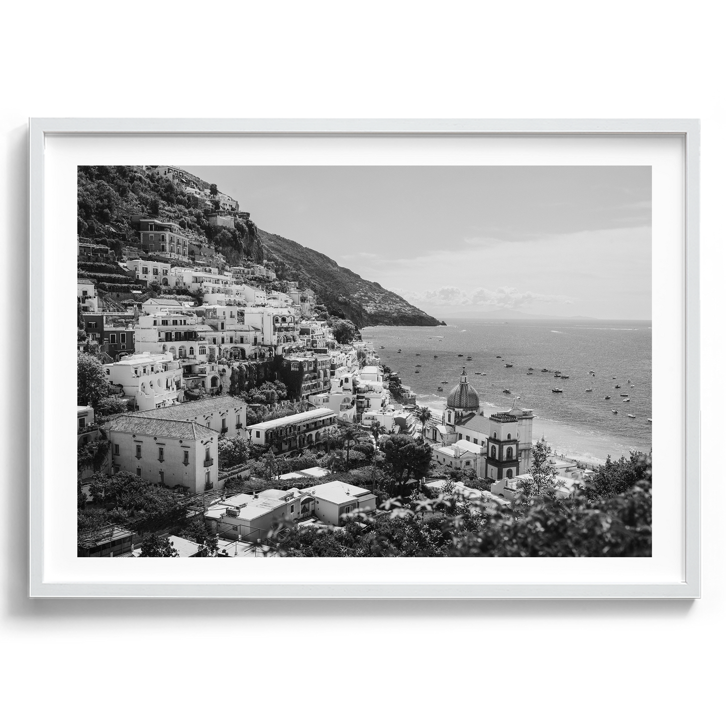 Sunny Amalfi Coast Morning II B&W - Positano - Wall Art