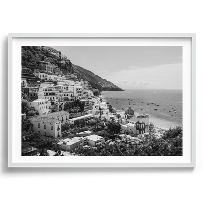 Sunny Amalfi Coast Morning II B&W - Positano - Wall Art