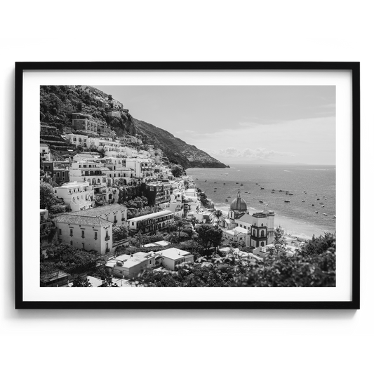Sunny Amalfi Coast Morning II B&W - Positano - Wall Art